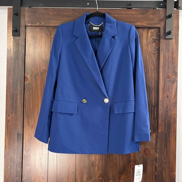 DKNY Women's Notch-Lapel Long-Sleeve Oversized Blazer, Blue NWT - Picture 2 of 4